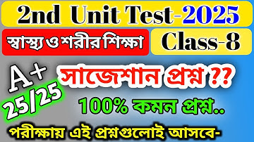 class 8 sastho o sarir sikha 2nd unit test question 2025 / class 8 sastho o sarir sikha suggestion
