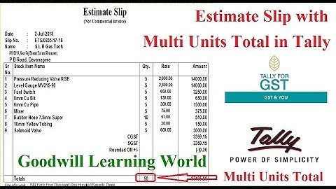 Tally TDL for Estimate Slip with Multi Unit Total - Tally Add on for Estimate with Multi Unit Total