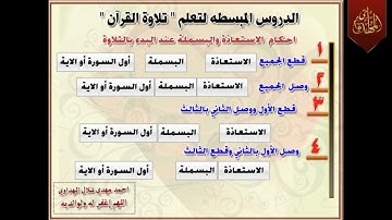 د1/  اوجه التعوذ مع البسملة مع اوائل السور الدروس المبسطة لتعلم تلاوة القران الكريم