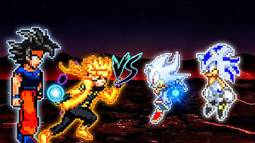 Goku TP OP (all form) & Naruto V3 OP VS Hyper Sonic V3 OP & Seelkadoom V2 OP in Jump Force Mugen