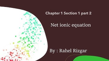 Chapter 1 section 1 part 2 - Net ionic equation