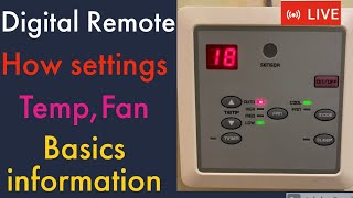 Ductable AC digital remote how to set temperature cool mode Fan mode timer learn