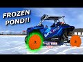 30 inch SAW BLADE WHEELS on our RZR Turbo on ICE!! GOOD or BAD?