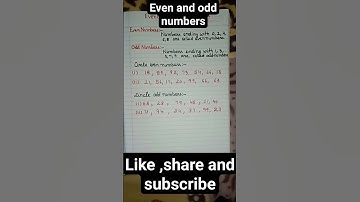 even and odd numbers....class 1