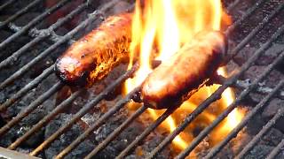 FLAMING Cheddar Brats!!!! Cheddar Brats ON FIRE!!!