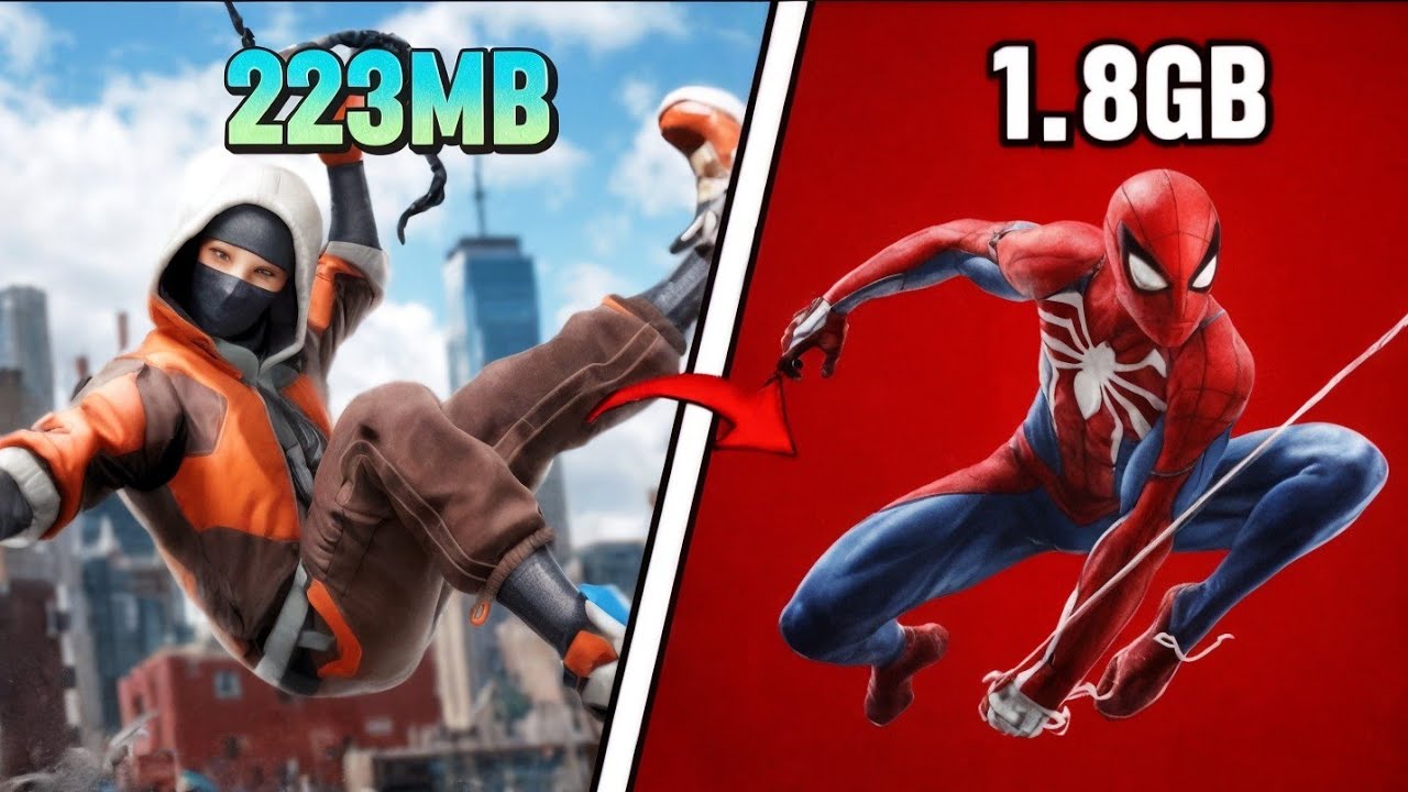 I PLAYED 223 MB Vs 1.8 GB SPIDER MAN GAMES 🔥