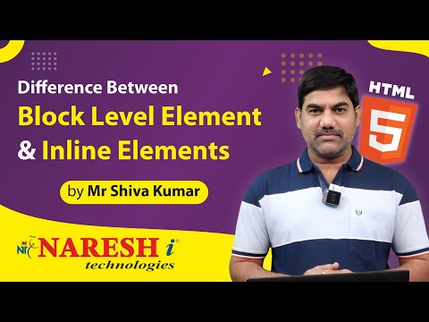 Difference Between Block level Elements and Inline Elements in html |  Mr. Shiva Kumar | NareshIT
