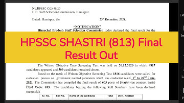 HPSSC Shastri Post Code 813 Final Result | HPSSC Result | GyaanPeeth