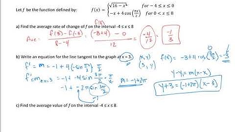 AP Calc Test Review  Rates of Change & Tangent Lines