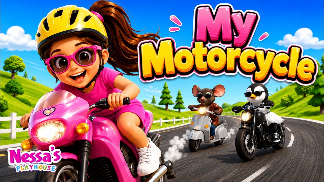 Motorcycle Song | Action Transport Song | @NessasPlayHouse
