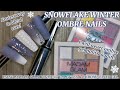 How to ombre pigment powder  easy beginner friendly winter chrome snowflake nail art design 