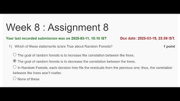 Introduction to Machine Learning || NPTEL SWAYAM || week 8 Jan-Apr 2025 💯