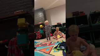 Boy accidentally throws toy truck at older brother's head