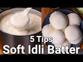 How to make soft idli with 5 basic tips  spongy idli batter with wet grinder  no soda no yeast