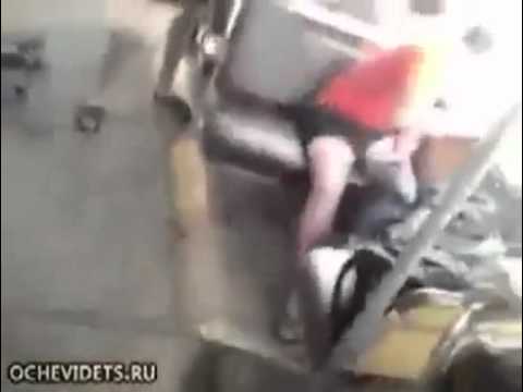 Drunk Russian falls out of bus