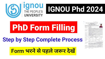 IGNOU PhD Form Filling Process 2024 | PhD IGNOU Form Filling December 2023| IGNOU PhD Admission 2024