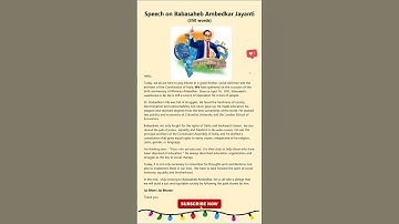 Speech on Ambedkar Jayanti in English| Speech on dr Babasaheb Ambedkar | Speech on Bhimrao Ambedkar