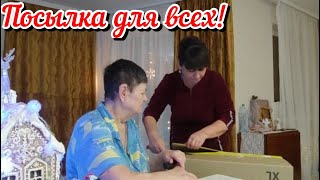 Посылка с подарками для всех. Радость в доме - наряжаем елку. Жизнь семьи в деревне.