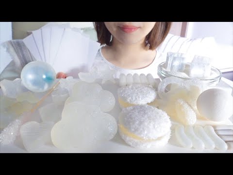 【咀嚼音】透明 VS 白いスイーツ【ASMR/EATINGSOUNDS】CLEAR VS WHITE SWEETS