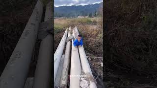 The dad pretended not to see, and the child gritted his teeth and crawled over!