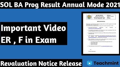 SOL Final Year Result Query 2021 || ER or F in Result || Revaluation Notice Release || Teachmint