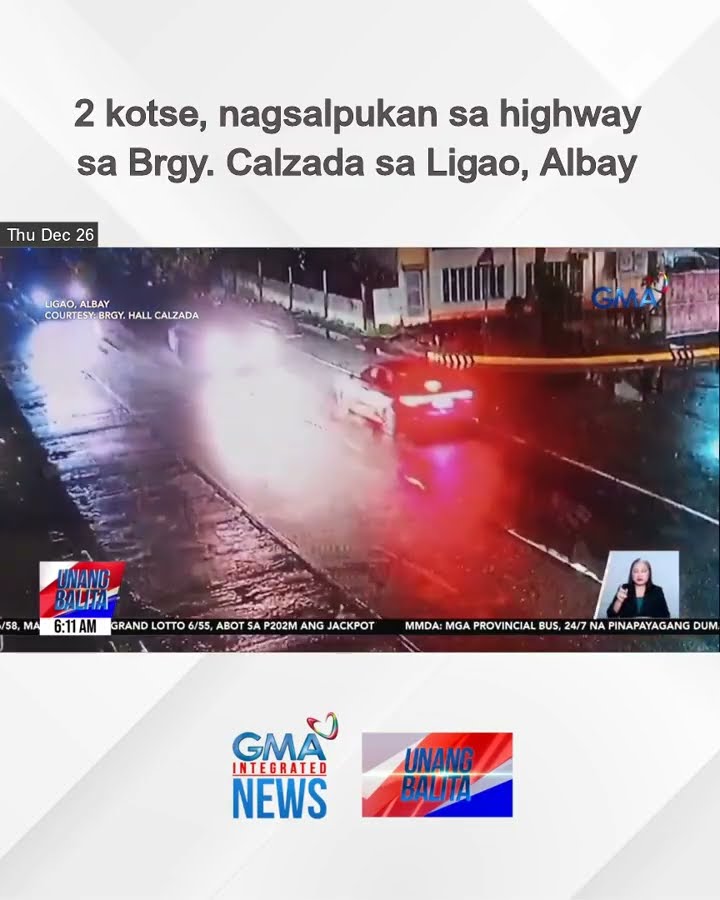 2 kotse, nagsalpukan sa highway sa Brgy. Calzada sa Ligao, Albay | Unang Balita