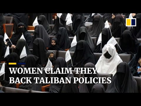 Women at Kabul university show support for Taliban policies