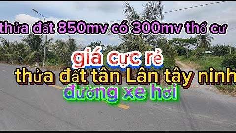 Tập 525 thửa đất mặt tiền đường xe hơi 850mv có 300mv thổ cư xã Tân Lân Long An nay là tây ninh