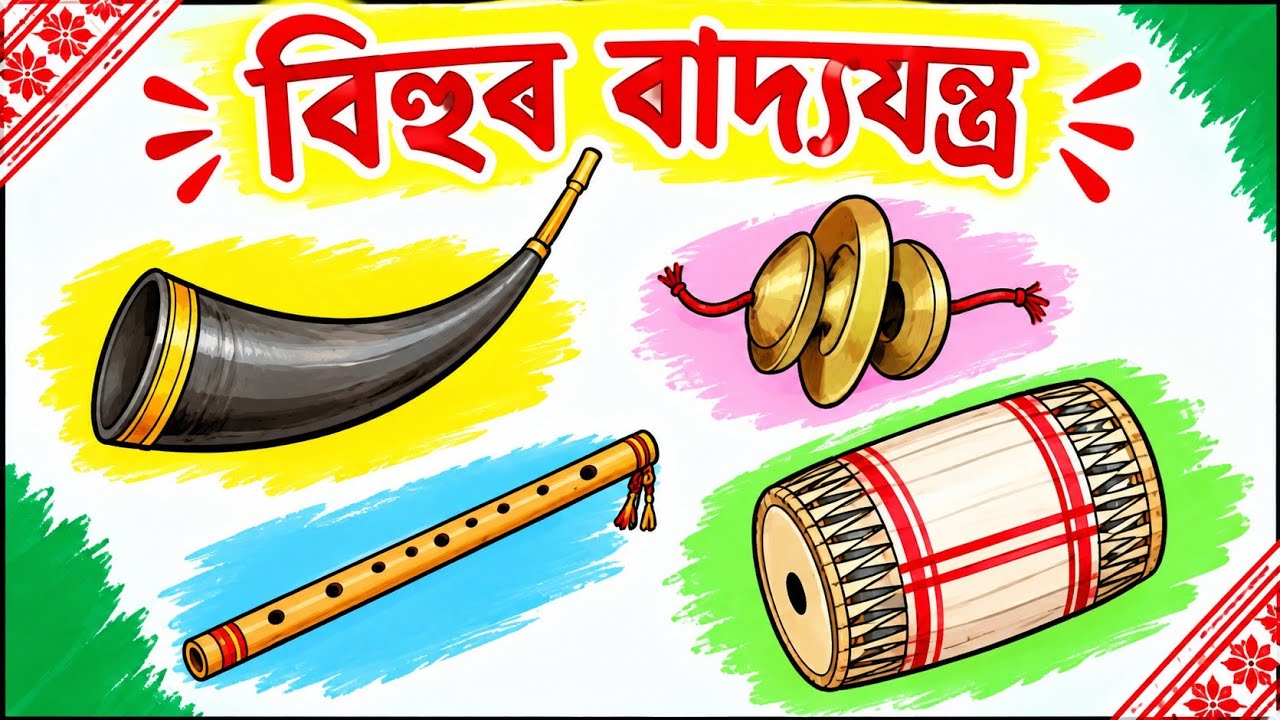 বিহু //Bihu instrument // Bihu Dhol paper Draw// assam Bihu instrument ...