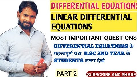 Linear Differential Equation | Most Important Questions | #Differential Equation #Bsc2ndYear