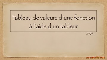 Tableau de valeurs avec  tableur