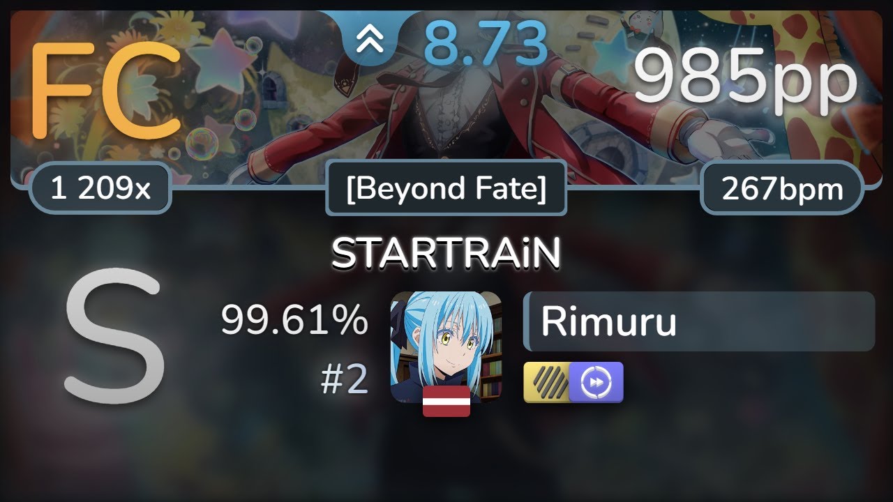 8.7⭐ Rimuru | Amatsuki - STARTRAiN [Beyond Fate] +HDDT 99.61% (#2 985pp FC) - osu!