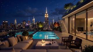 New York City Summer Night Balcony Ambience 😴🌃🌿 | Empire State View, Pool & City Sounds screenshot 5