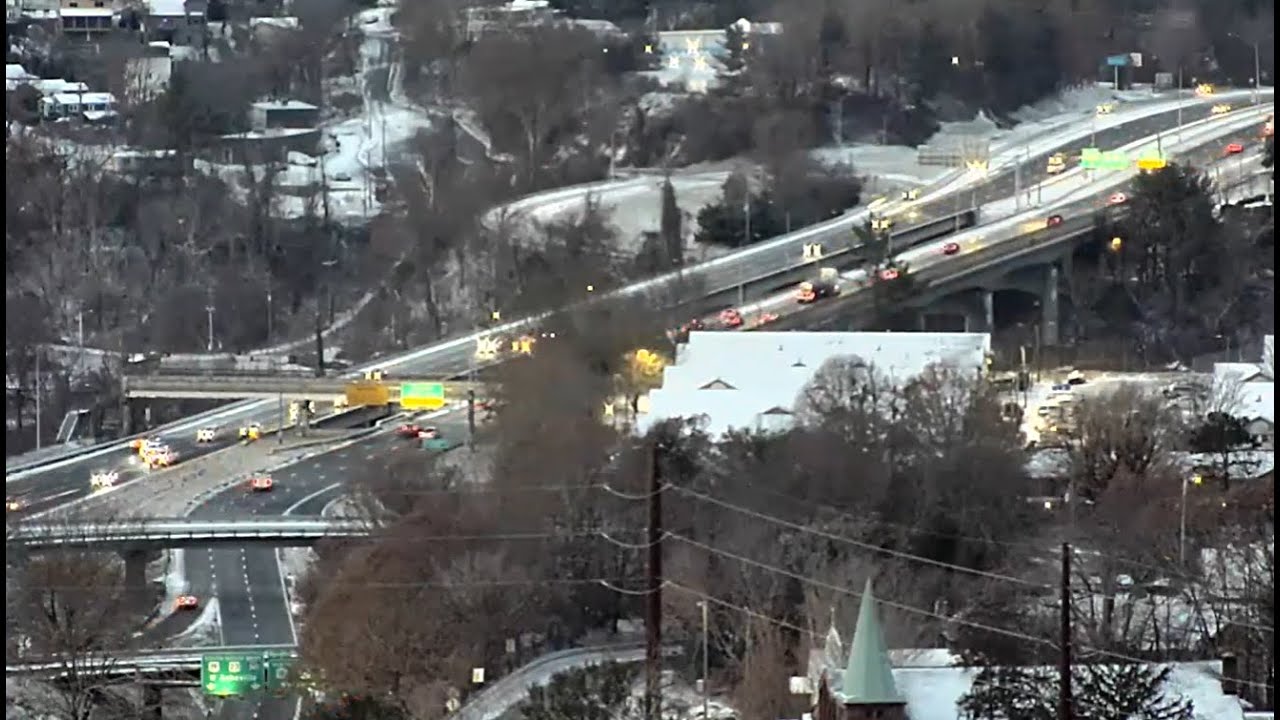 Snow and ice impact Asheville commute - YouTube