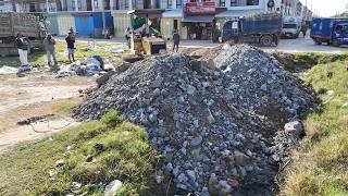 START VIDEO!! Powerful land filling Dump Trucks and D31P KOMATSU machines moving stone and soil.