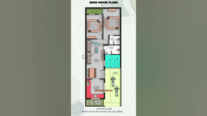 20x55 south facing house plan 2bhk #designhouseplan #housedesign #housedesign #floorplans #home #3d