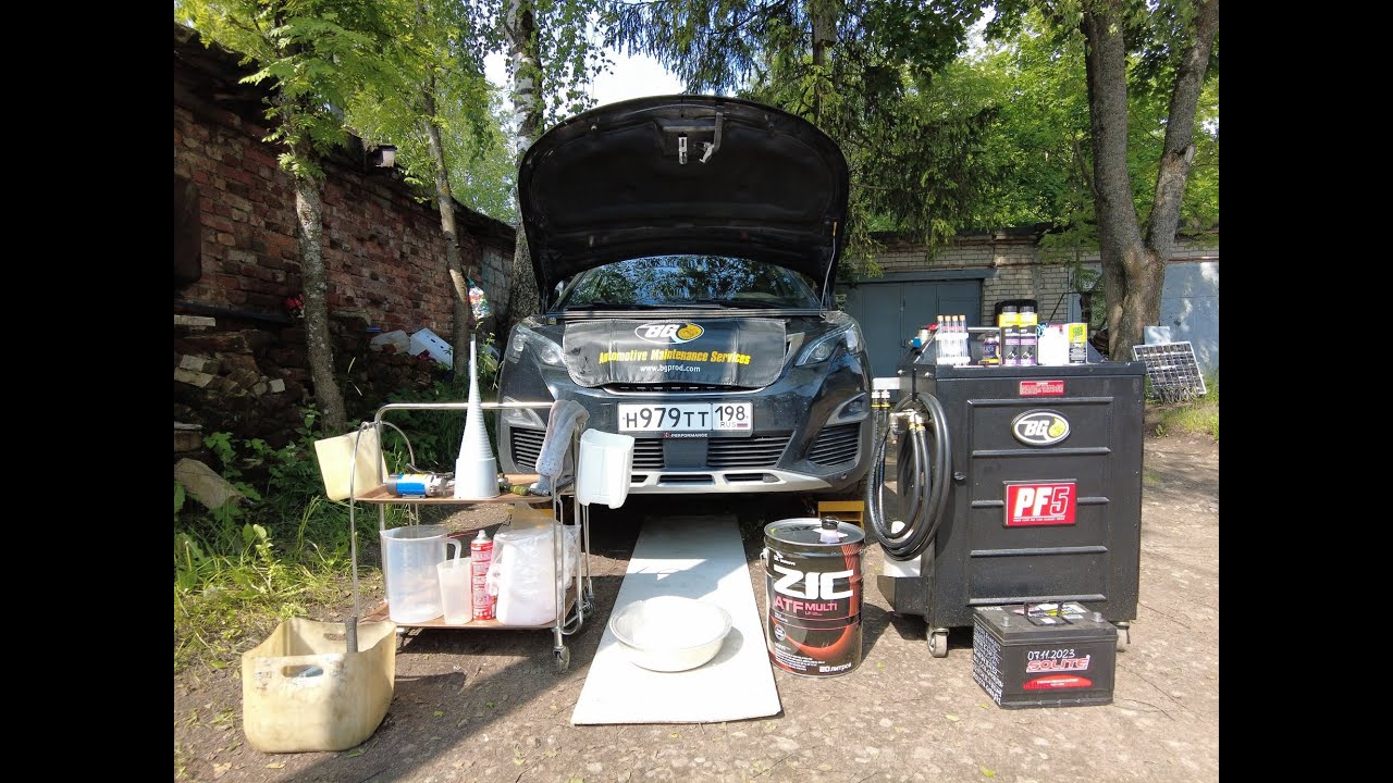 Peugeot 5008 DW10FC AMN8 ATF AW-2 полная аппаратная замена масла ATF установкой в АКПП