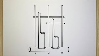 Cara menggambar angklung yang mudah