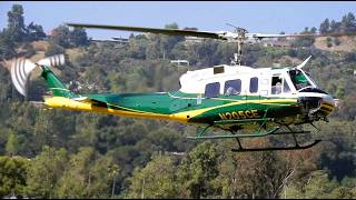 Bell 205 (UH-1H Huey) "Epic Sound" Landing & Takeoff Southern California Edison Helicopter N205CE