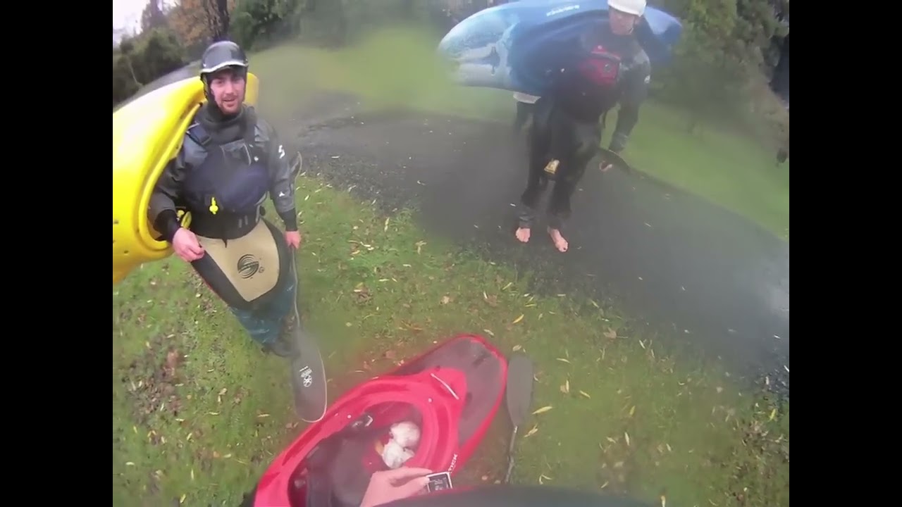 Kayaking on the Leith through Dunedin, New Zealand.