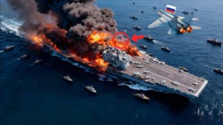 3 hours ago! A US aircraft carrier was brutally destroyed by Russian SU-57 pilots.