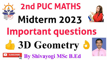 3D geometry fix questions|| class 12 maths|| midterm 2023 || 2nd PUC 3d geometry important questions