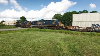 One Pulling, Two Pushing on CSX Container / Trailer Train