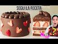 PASTEL de CHOCOLATE del AMOR: PROBAMOS RECETA VIRAL COREANA de @Cooking_tree 딸기 초콜릿 가나슈 케이크 만들기