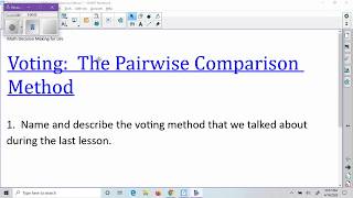 The Pairwise Comparison Method