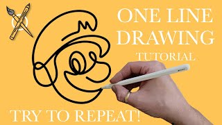 HOW TO DRAW A SUPER MARIO BY ONE LINE! EASY STEP BY STEP TUTORIAL SINGLE LINE DRAWING THE MARIO BROS