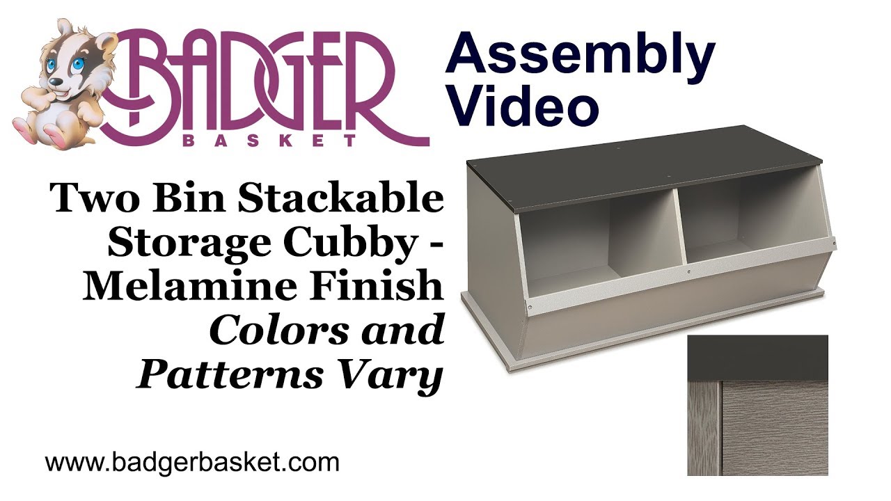 Assembly of 97735 Badger Basket Storage Two Bin Stackable Storage Cubby Melamine