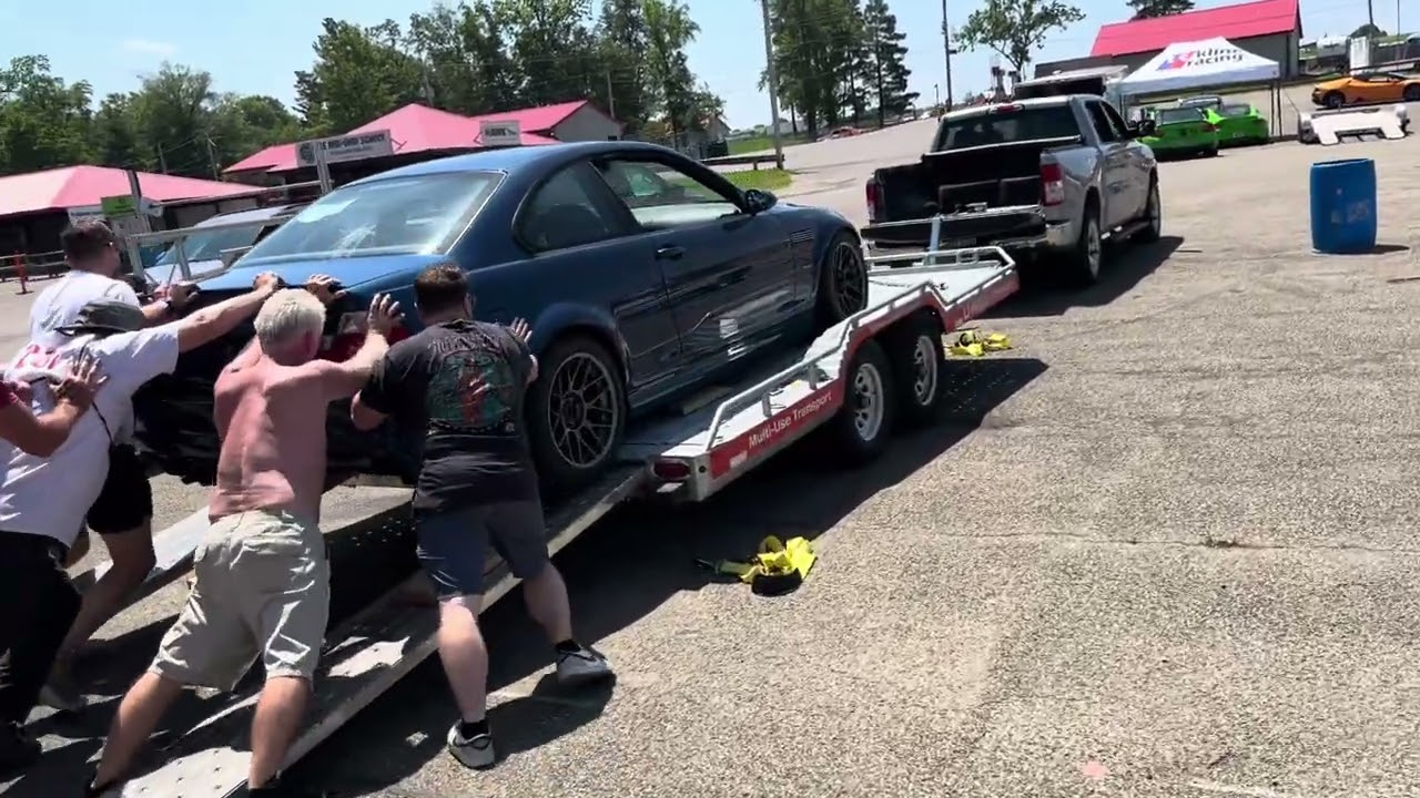 VRPerformance Pushing E46M3 onto a trailer Lapping Day 6/23/25
