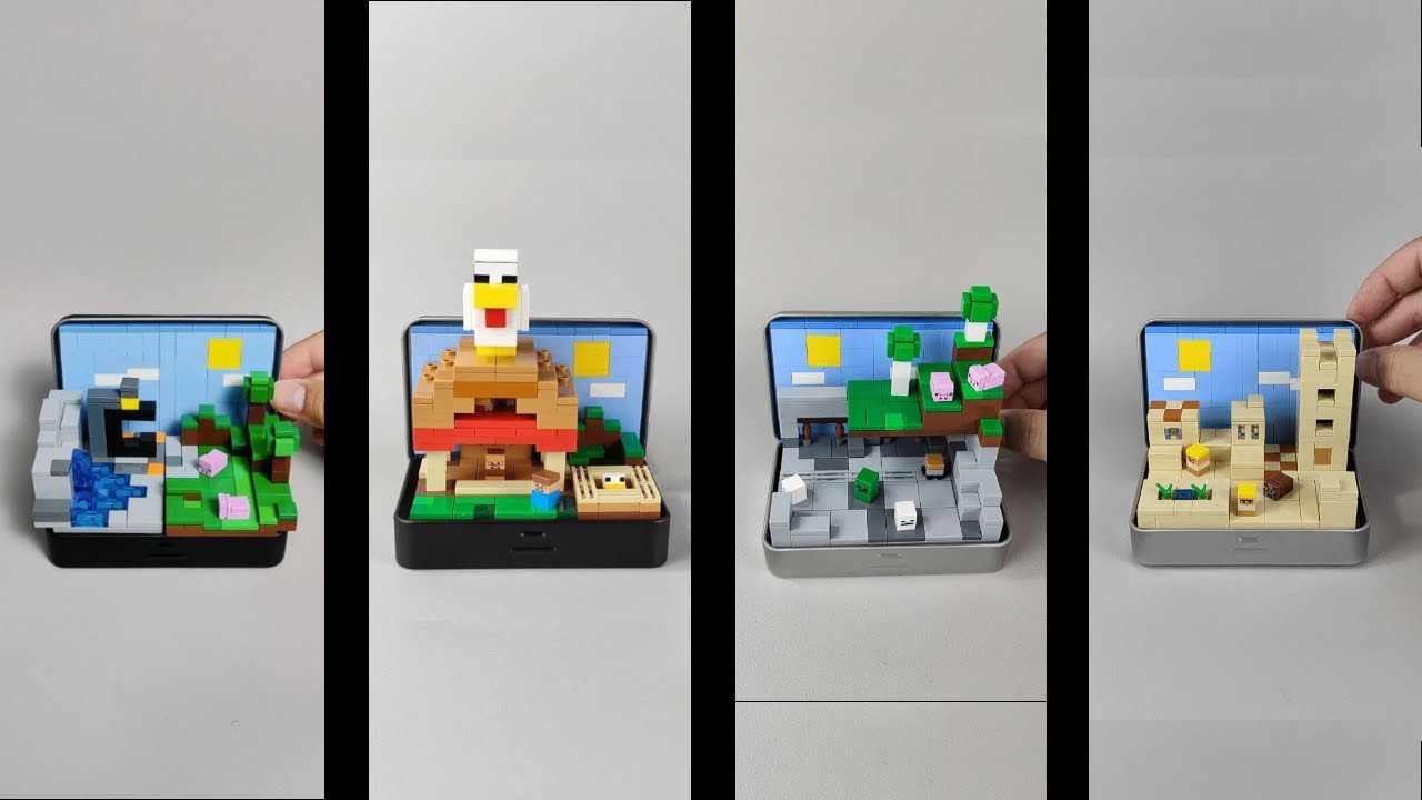 Lego build Minecraft micro worlds on Steel box (ALL) 