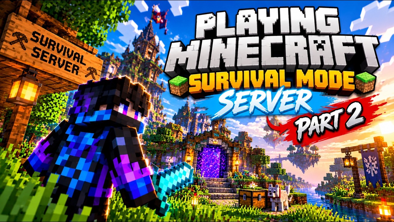 Playing Minecraft survival server Part 2 - YouTube